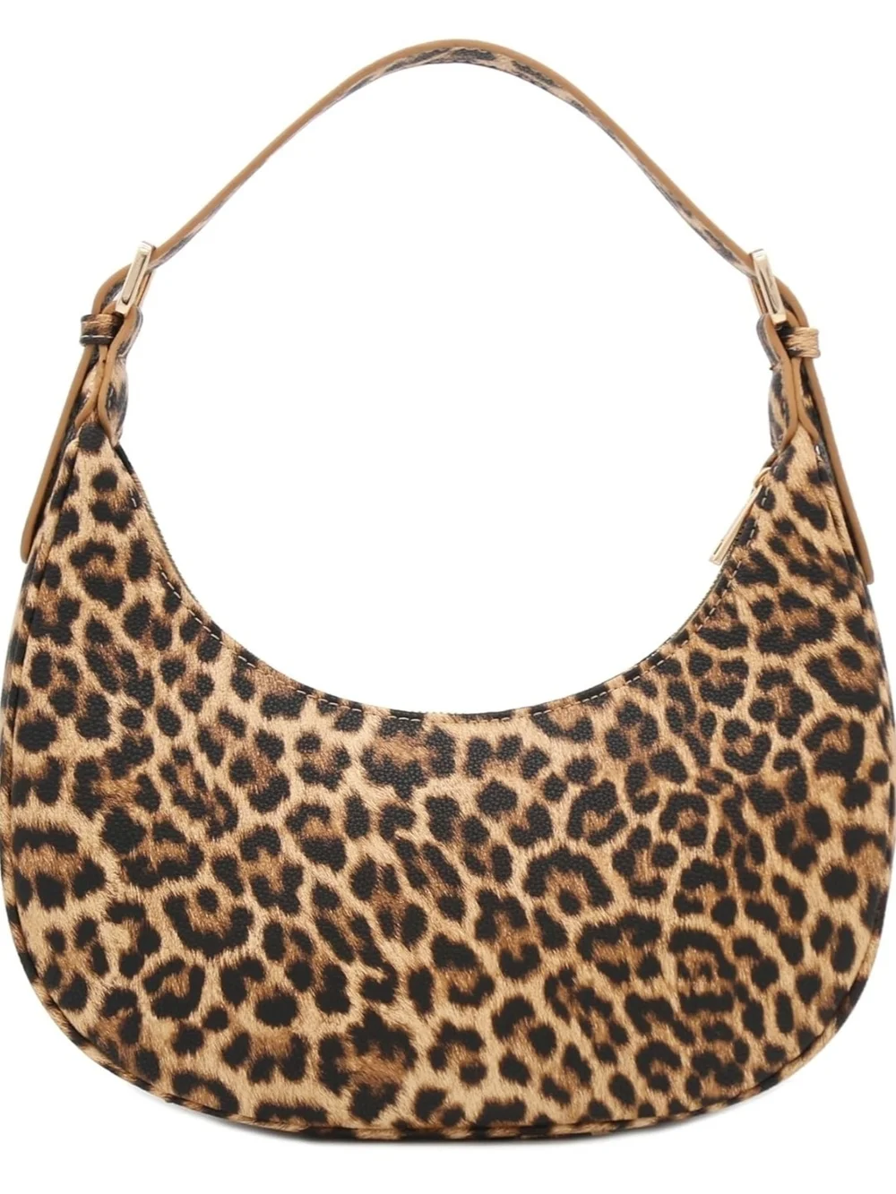Leopard Print Hobo Bag - Brown